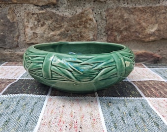 Green McCoy Pottery Planter Bamboo Bulb Bowl