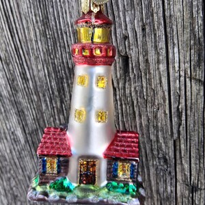 Old World Christmas Ornament Lighthouse OWC Glass Glitter Christmas Decoration Bild 3