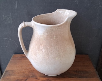 Antique Stained White Ironstone Pitcher with Crazing Cockson, Chetwynd, and Co.