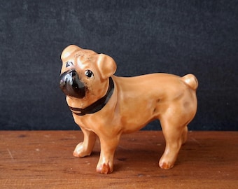 One Hagen Renaker Dog Figurine: White Poodle or Brown Pug Porcelain China Miniature