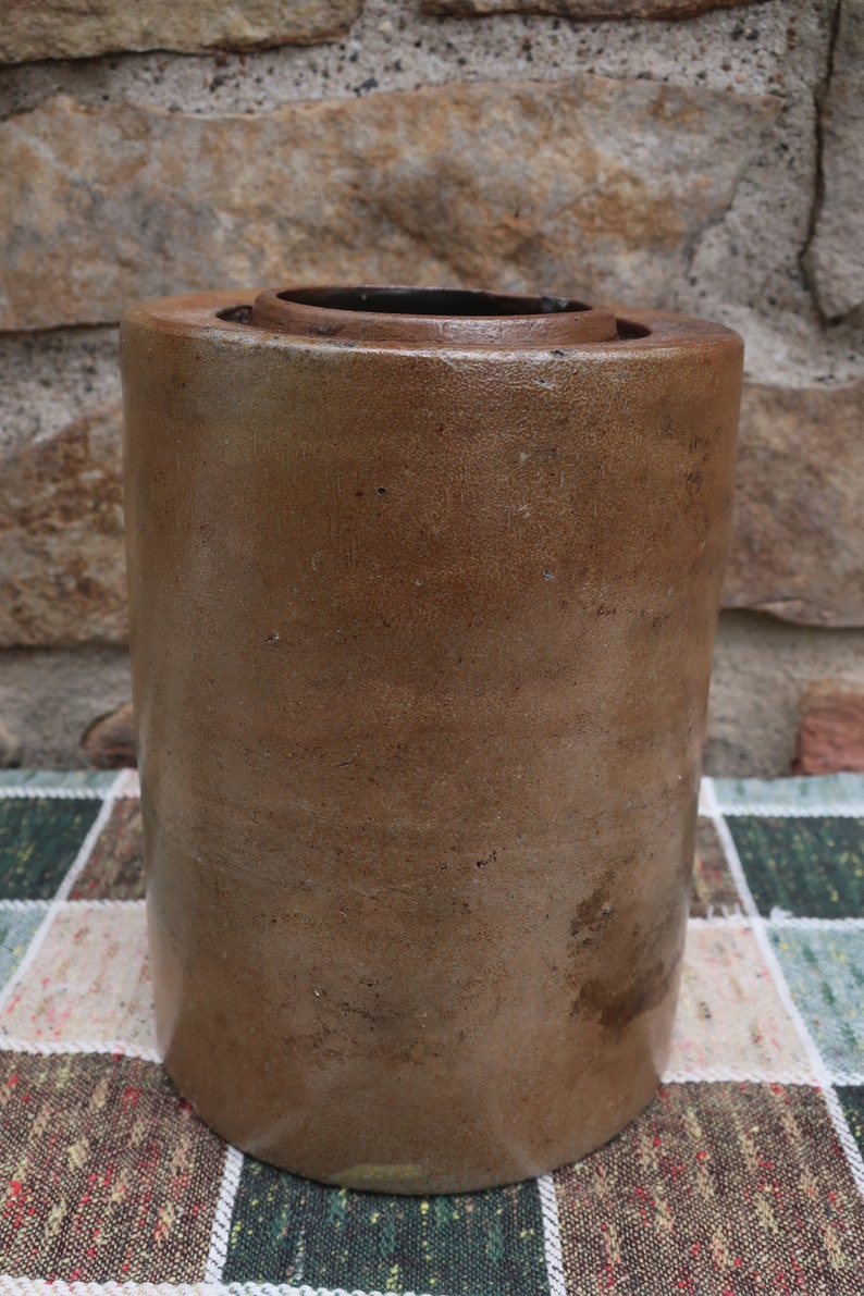 Primitive Stoneware Crock Stovepipe Shape image 3