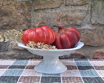 English White Ironstone Compote Pedestal Bowl Centerpiece