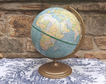Vintage Terrestrial Globe 9 Inch Cram's World Desk Globe on Metal Base