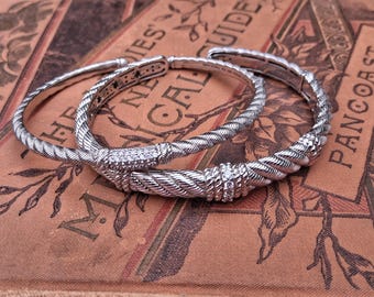 One Sterling Silver Judith Ripka Bracelet Cuff Jewelry with Cubic Zirconia Accents
