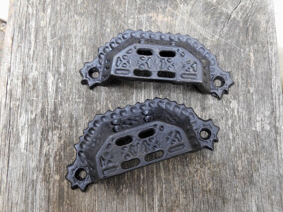 Vintage Hardware Bin Drawer Pulls Cup Handle Cast Iron Art Etsy