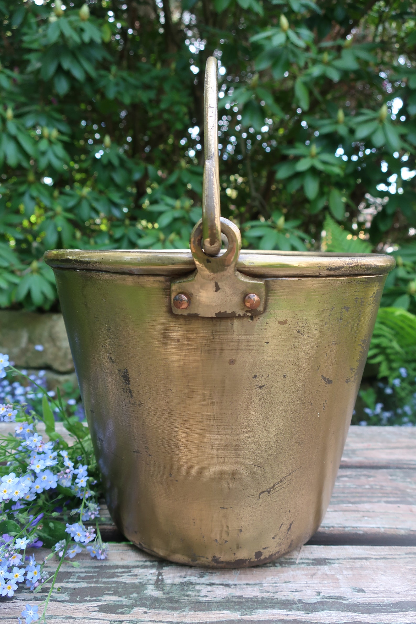 Brass Plated Bucket Pail Rustic Small Jelly Kettle with Handle Etsy