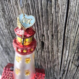 Old World Christmas Ornament Lighthouse OWC Glass Glitter Christmas Decoration Bild 7