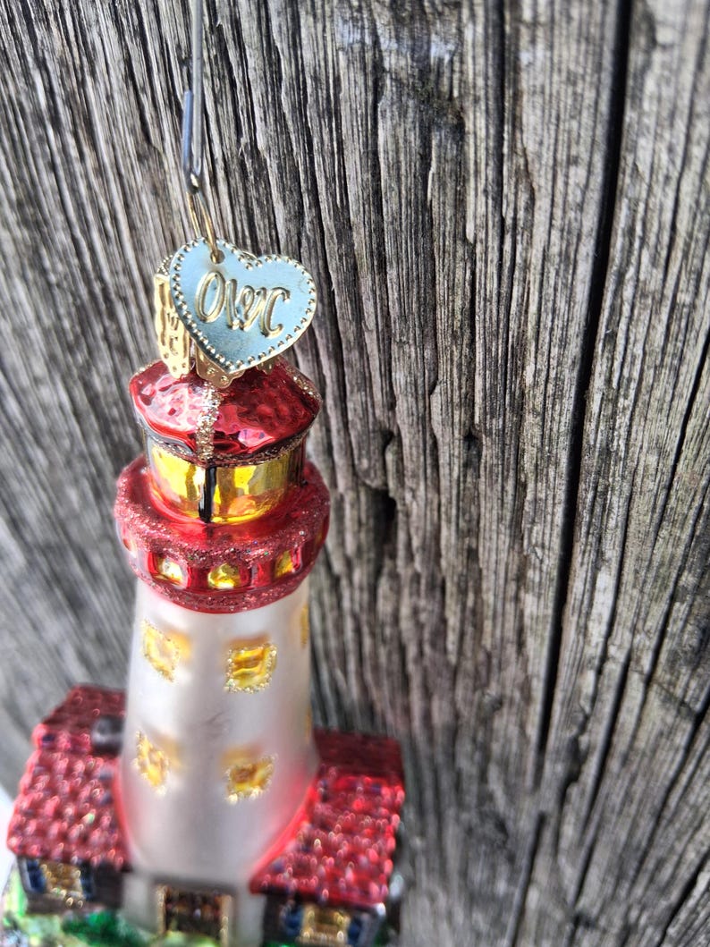 Old World Christmas Ornament Lighthouse OWC Glass Glitter Christmas Decoration Bild 7