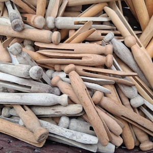Set of 12 Wood Peg Clothespins Laundry Linens Crafts Supply Hangers Vintage Farmhouse Decor Crafting Laundry Room