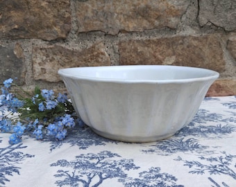 White Ironstone Bowl Fluted Scalloped Shape Stone China H P Co.