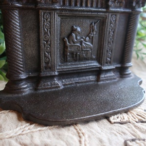 Antique Cast Iron Bookend, Woman Sewing or Weaving, Bradley and Hubbard, Library Decor, Dark Academia image 4