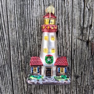 Old World Christmas Ornament Lighthouse OWC Glass Glitter Christmas Decoration Bild 1