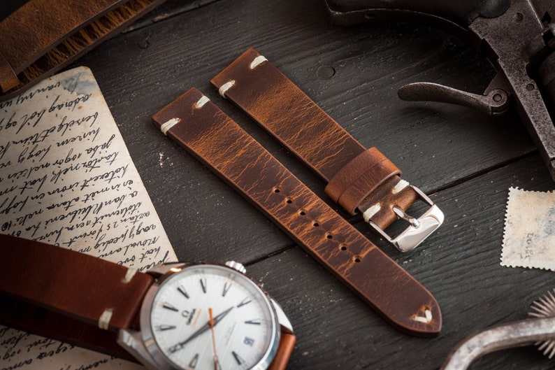 XL Cinturino IN Pelle 18, 20, 22, 24mm Rios1931 Germany Vintage - Foto 8