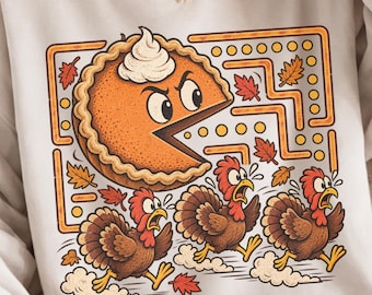 Retro Thanksgiving Pumpkin Pie Chasing Png, Funny Thanksgiving Turkey Png, Fall Vibes Png, Pumpkin Season Png, Turkey Day Shirt Design