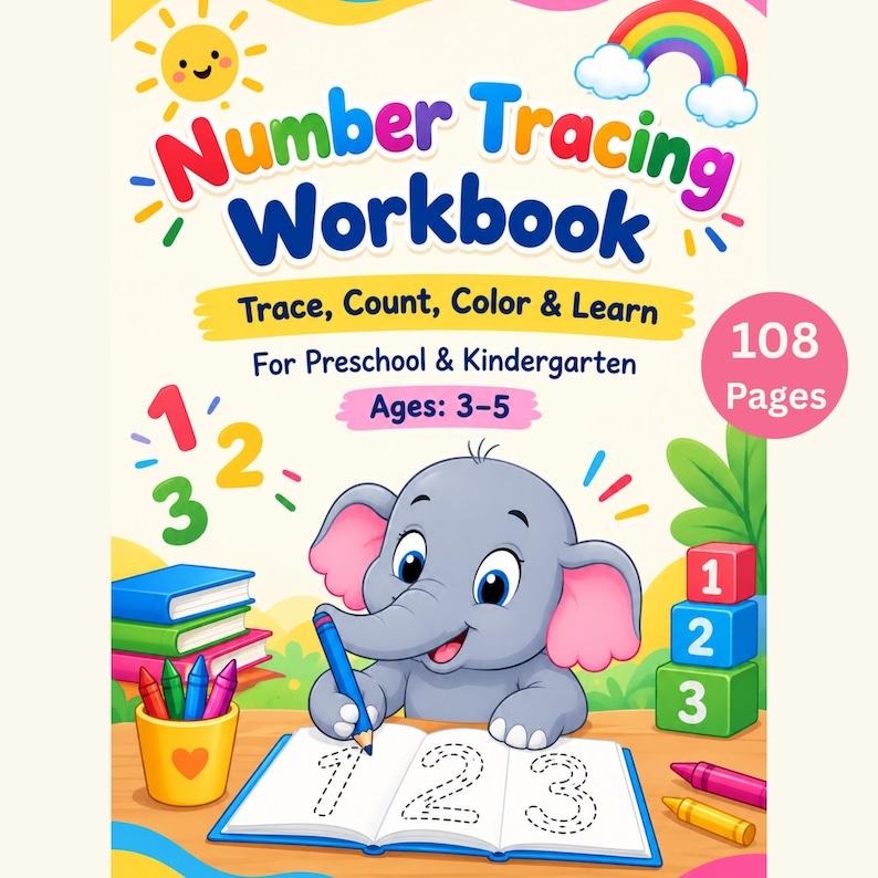 Learning Numbers Activity Book Number Tracing Worksheets, Book, Traceable Numbers, Preschool ...