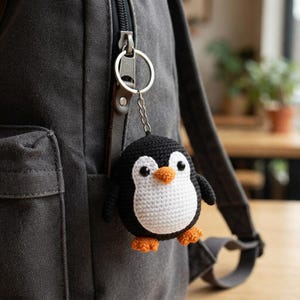 Penguin Keychain Crochet Pattern PDF, Amigurumi Penguin Tutorial, Cute Keyring Digital Download
