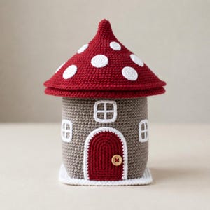 Haakpatroon voor een paddenstoelenfeeënhuisje (PDF) | Amigurumi huisje patroon | Digitale download