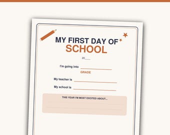 First Day of School Sign, Reusable Photo Prop (PDF Download)