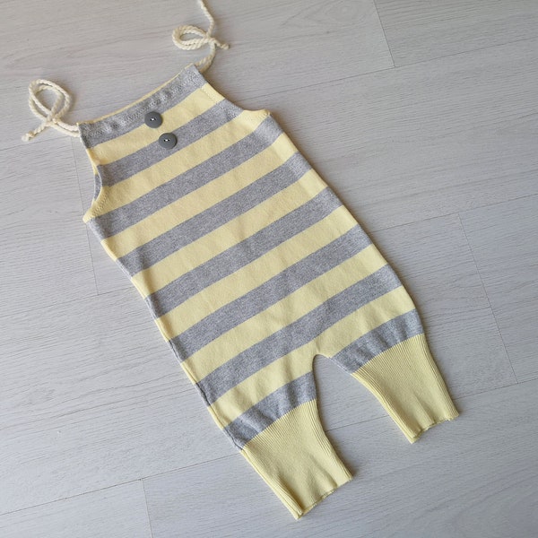 RTS 6-12 months baby overall Sitter photo prop Baby romper photo prop Knit romper Sitter pants Baby boy Photo prop READY to SHIP Yellow gray