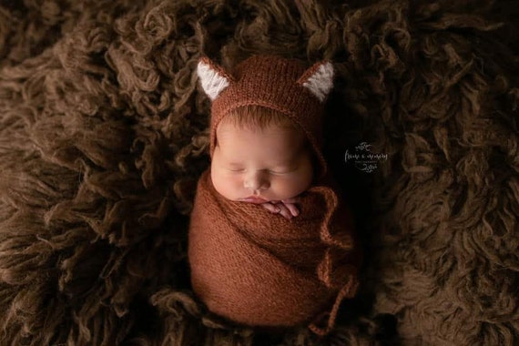 newborn knitted fox hat