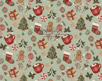 Vintage Christmas Seamless Pattern | Retro Holiday Print (Digital Download)