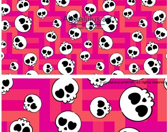 Mönster med älsklingskallor, kawaii gotiskt digitalt papper, Halloween PNG-nedladdning