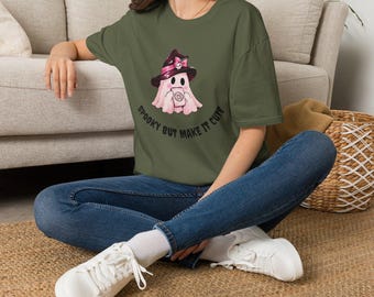 Spooky But Make It Cute ghost T-Shirt | Halloween witch hat design