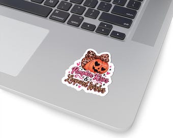 Pumpkin Kisses & Leopard Witches Kiss-Cut Stickers | Halloween Pumpkin Sticker