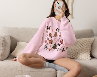 Holiday Cookie Icons sweatshirt | Christmas baking pattern