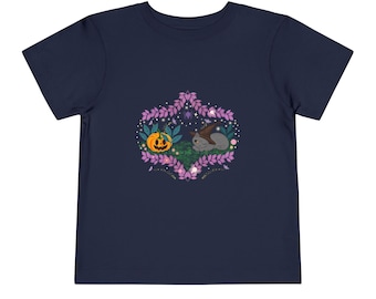 Sleeping Sloth with Jack-o'-Lantern Toddler Tee | Halloween Woodland Design