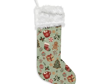 Vintage Holiday Icons Christmas Stocking | Flannel
