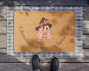 Giggly Witch Ghost Doormat | Halloween coir welcome mat