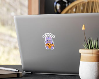Purr-fectly Spooky Cat Pumpkin Sticker | Kiss-Cut Vinyl Decal
