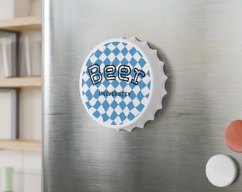 Beer University Bottle Opener | Bavarian Checkered Pub Design