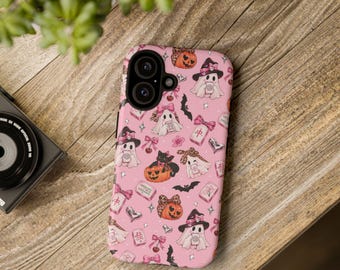 Pink Halloween Ghost Pumpkin Phone Case | Tough Protective Cover