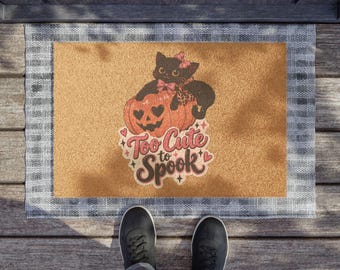 Charming Cat Pumpkin Doormat | Halloween Porch Mat (24" x 16")
