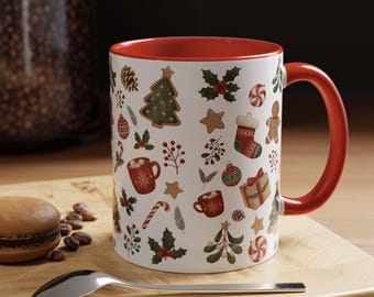 Christmas Cookie Pattern Mug | Accent Coffee Mug