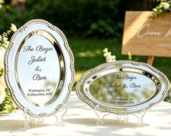 Personalized Wedding Tray, Custom Engraved Silver Tray, Wedding Plates, Wedding Keepsake, Wedding Gift, Wedding Decor
