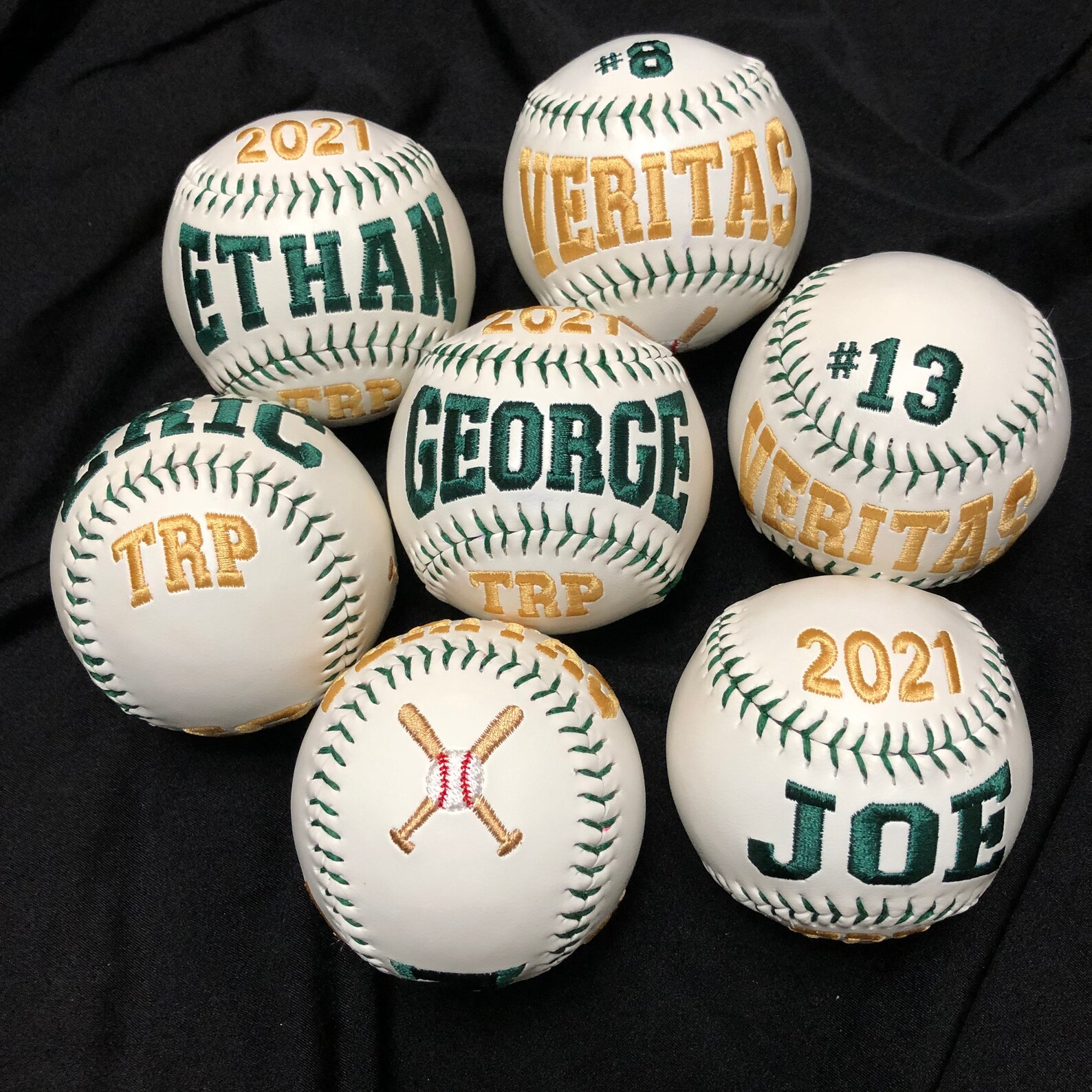 Custom Embroidered Baseballs Etsy