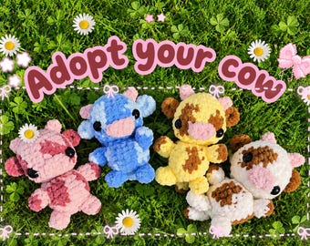 Adopt a Cow  | Custom Crochet Cow Keychain | Handmade Chenille Plush Cow | Cute Amigurumi Gift