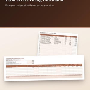 Lash Tech Pricing Calculator, Lash Extension Business Spreadsheet, Lash Artist Client Tracker, Full Set Fill Pricing Tool for Lash Techs