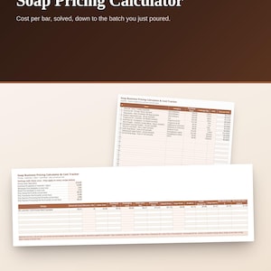 Soap Pricing Calculator, Soap Making Cost Spreadsheet, Cold Process Soap Business Cost Tracker, Handmade Soap Pricing Template