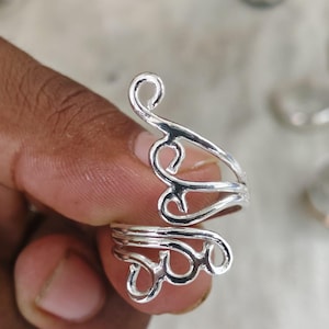 Sterling Silver Filigree Statement Ring, Boho Artisan Openwork Scroll Jewelry