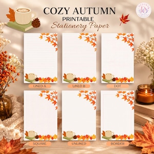 Printable Stationery Paper Set | Cozy Autumn Fall Letter Writing Paper | Digital Journal Pages