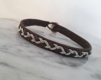 Lapland Sami Bracelet, Reindeer leather, Custom made