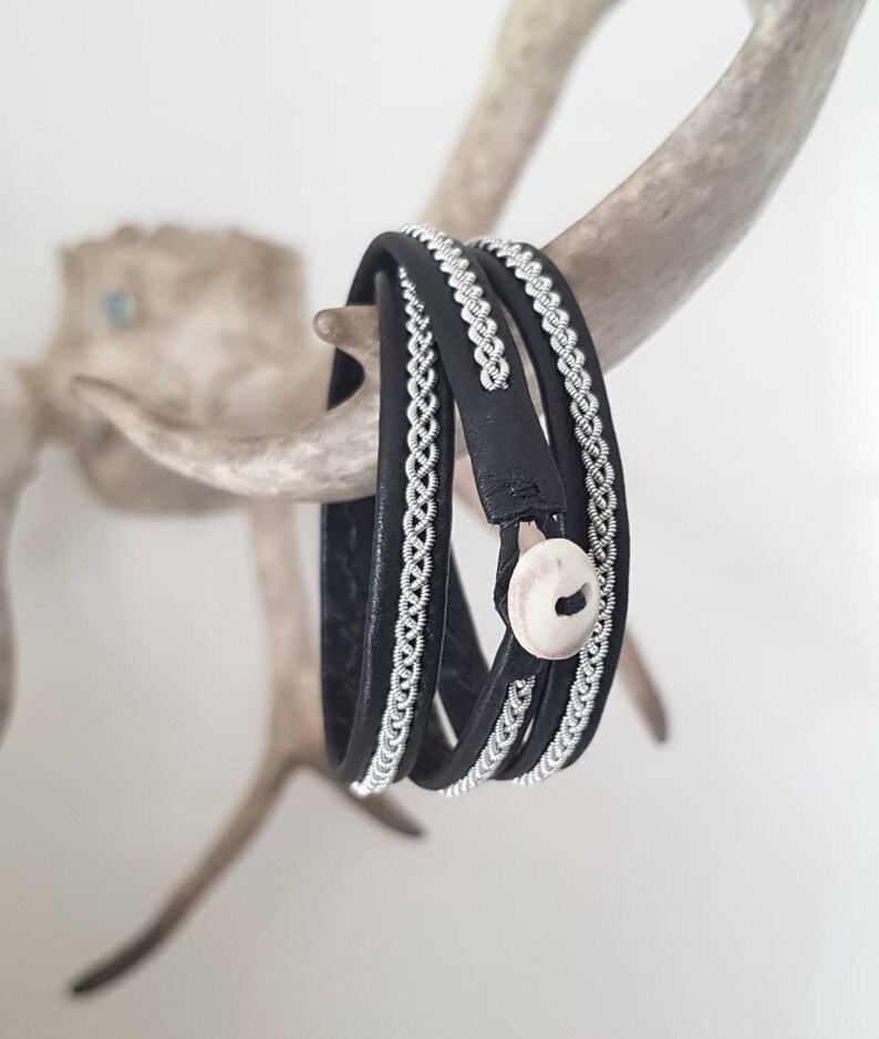 Triple wrap Lapland Sami Bracelet Reindeer leather Custom made