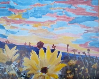 Sunflowers on the Hill, print or large matted print