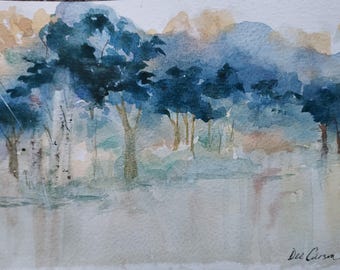 Misty Blue Morning 2 - an original watercolor matted or unmatted