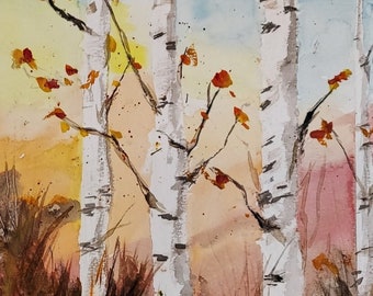 Autumn Birch Grove Greeting Card  portrait version