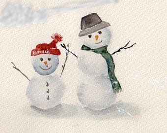 Snowdays, a printed greeting card of my original watercolor